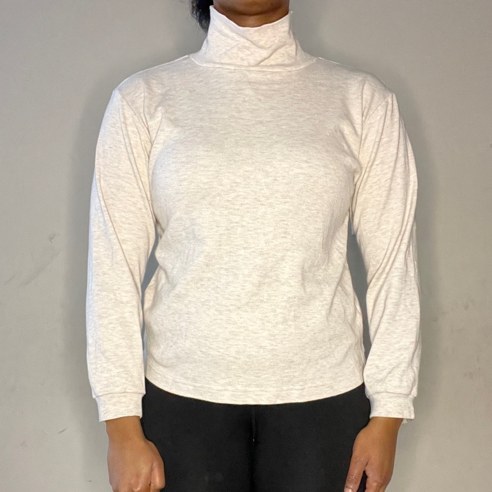 Basic Editions Light Gray Turtleneck Top